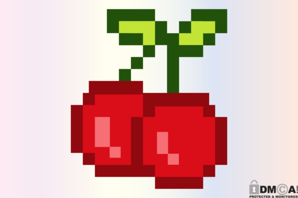 8 Bit Pixel Cherry SVG: Retro Graphics for Print Templates