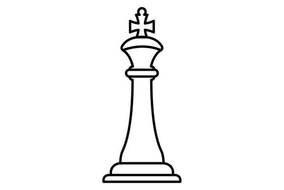 Chess King Line Icon: Graphic for Game Illustrations