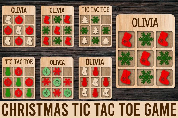 Christmas Tic Tac Toe Game Bundle for Crafts