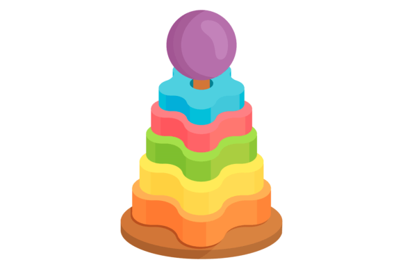 Color Tower Puzzle Toy: Baby Game Icon Graphics & Illustrations