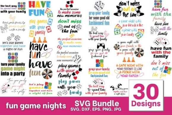 Fun Game Nights SVG Bundle for Crafts & Graphics