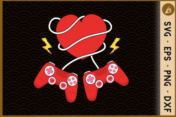 Game Controller Couple Heart Graphics for Crafts