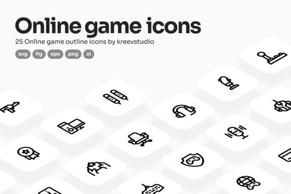 Online Game Line Icons: Graphics and Icons for Crafters