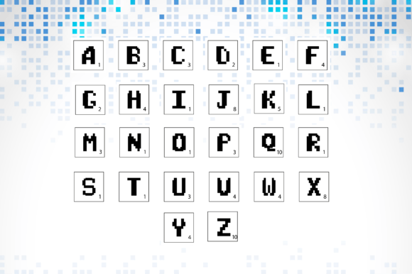 Pixel Alphabet Method Word Game: Graphics for Crafts & Branding