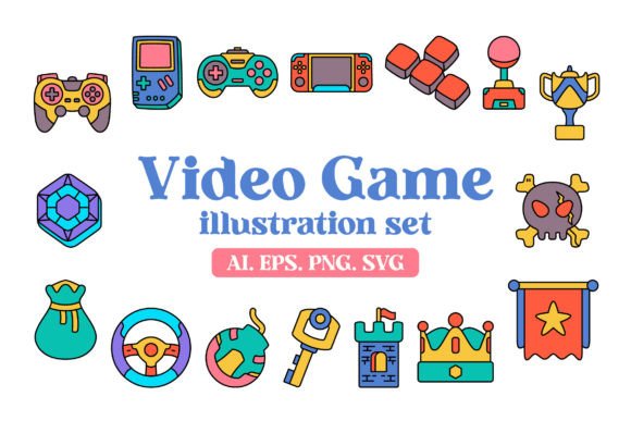 Video Game Icon Set: Graphics & Decorative Elements for Crafters