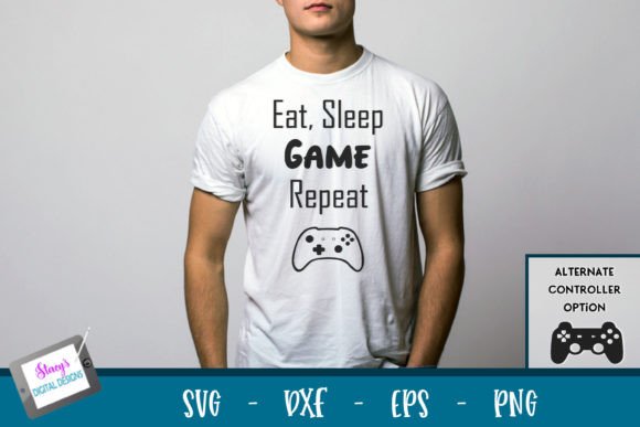 Video Game SVG: Eat Sleep Game Repeat 2 Graphics & Crafts